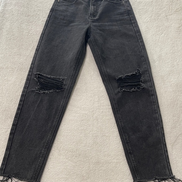 Black Denim High Waisted Distressed Jeans - Picture 2 of 9